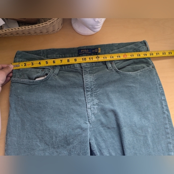 POLO RALPH LAUREN Corduroy Men Straight Leg Pant Size 38/32 Blue/Green Color - Picture 12 of 14